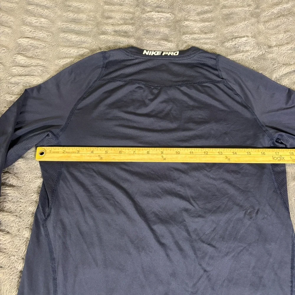 Nike Pro Dri-FIT Mens Small Navy Blue Long Sleeve Compression Shirt AQ305
